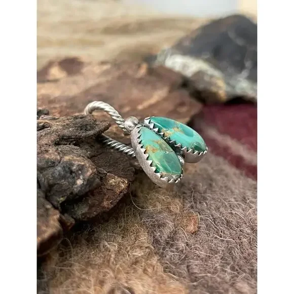 Handmade Sterling Silver Kingman Turquoise Hat Pin "Signed Nizhoni" - Picture 5 of 6